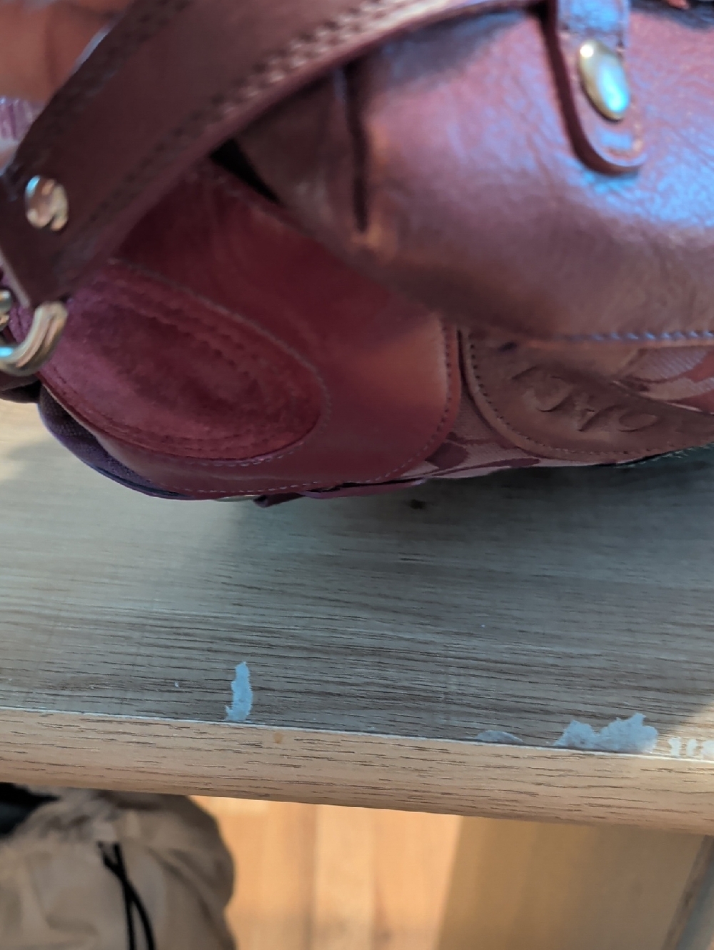 Coach Pink Satchel with Teal Medallion Accent - Picture 3 of 5